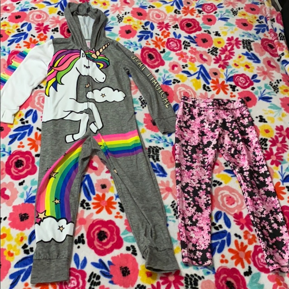 Justice Unicorn onesie Pjs & Star Leggings(girls8)